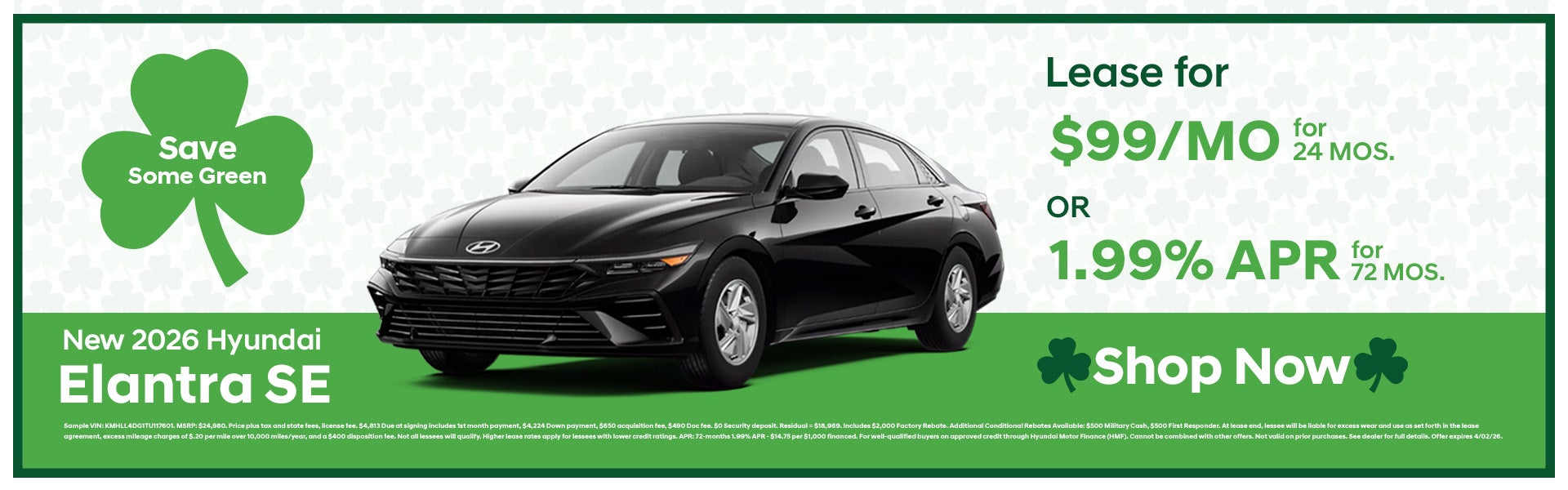 Lease a New 2026 Elantra!