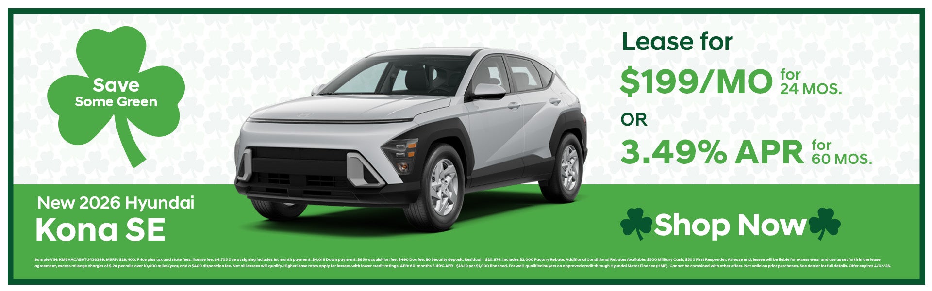 Lease a New 2026 Kona!