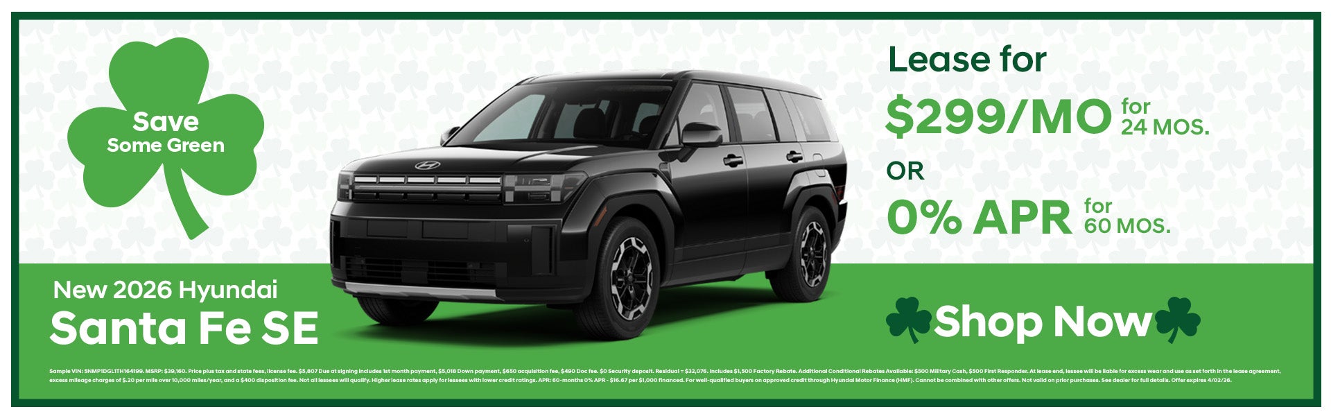 Lease a New 2026 Santa Fe!