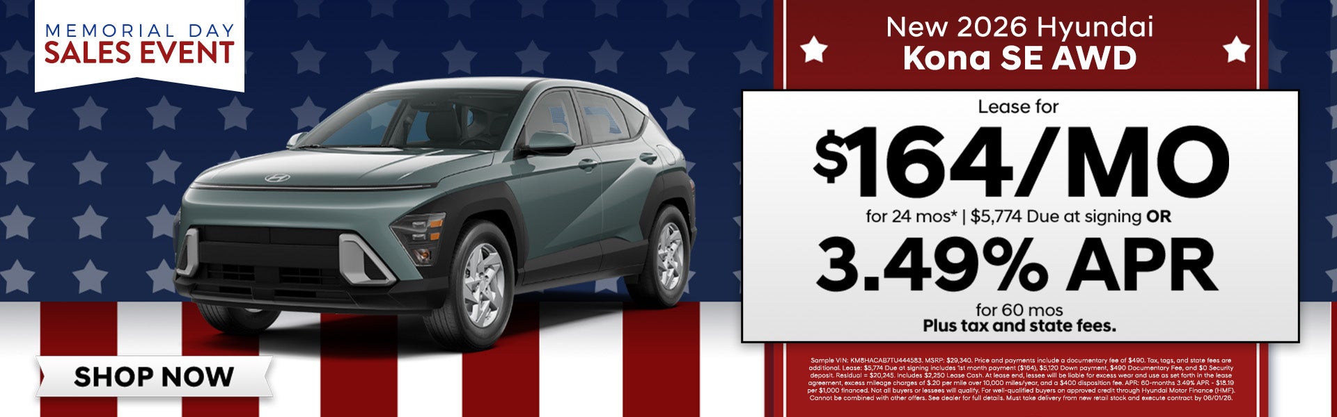 Lease a New 2026 Kona!