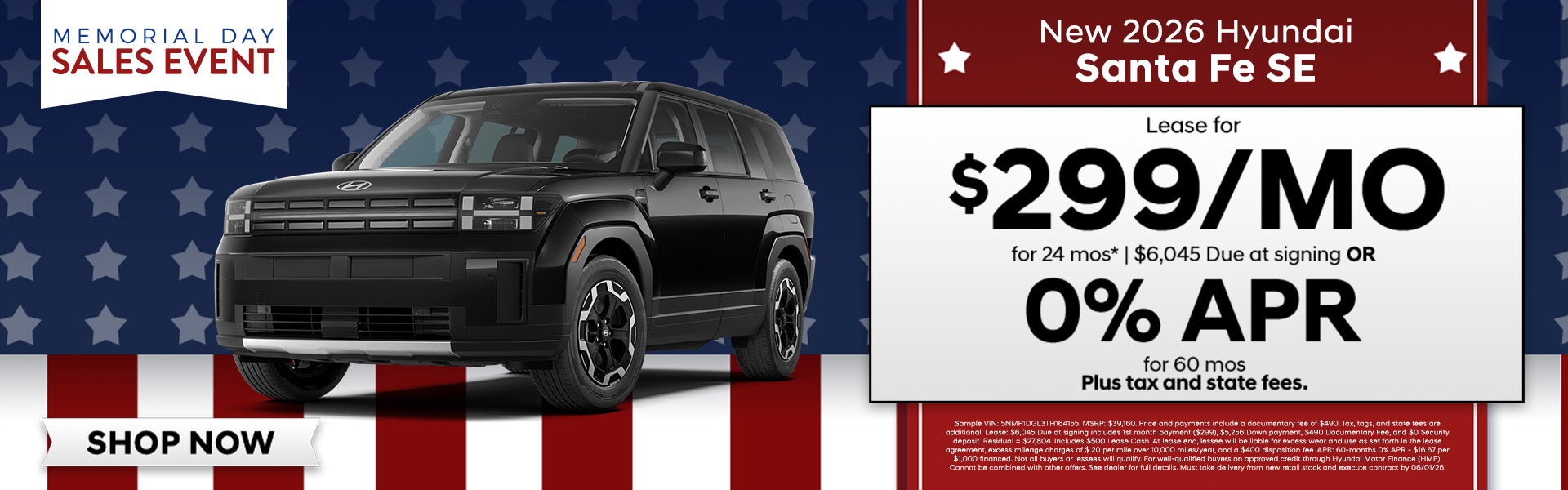 Lease a New 2026 Santa Fe!